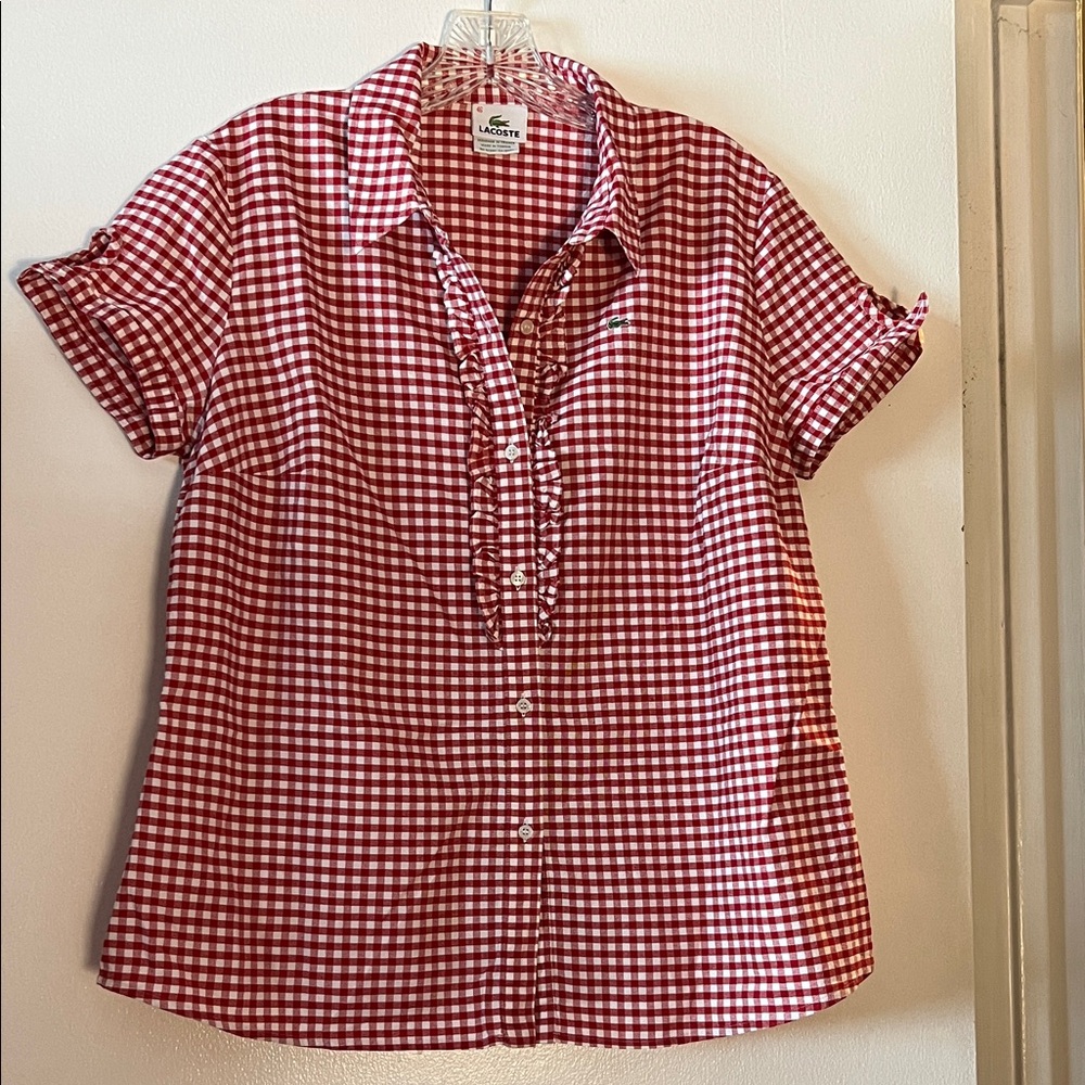 Lacoste Red Checkered Button-Up Shirt
